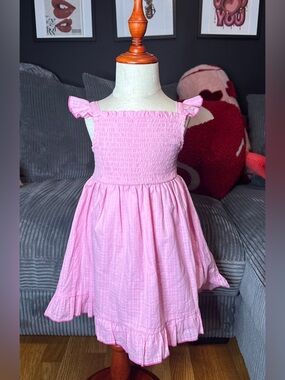 Girls Pink Ruffle Sundress